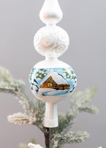 Spitz Glass Christmas Tree Topper Mouth Blown by Polish Artisans and Hand Decorated with Embellishments Made in Poland