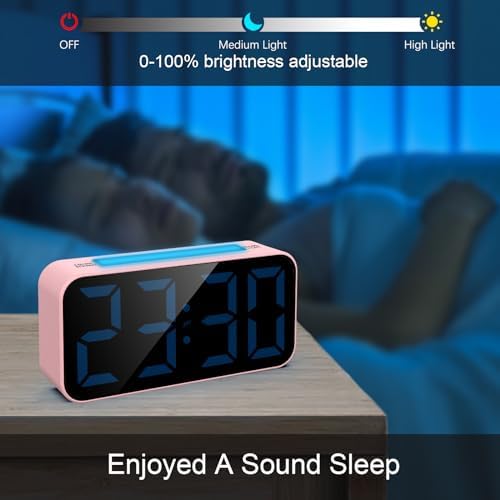 Topski Loud Alarm Clocks for Bedrooms Heavy Sleepers, Digital Clock with Night Light, Large Display, Dual Alarm, Snooze, Dimmable Bedside Alarm Clock for Teens