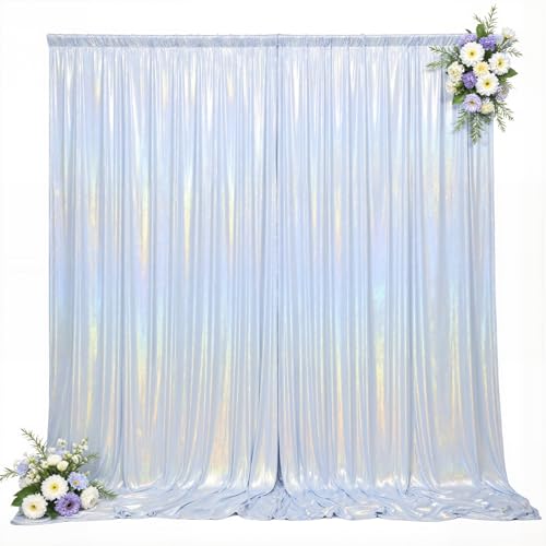 10x10ft Sequin Silver Backdrop Curtains Wedding Party Glitter Curtain Backdrop Fabric Shimmer Drapes Backdrop Bridal Baby Shower Birthday Christmas Photoshoot Background Photography 5x10FT，2 Panels - color: Sequin Silver, size: 10ft X 10ft(2 Panels 5ft X