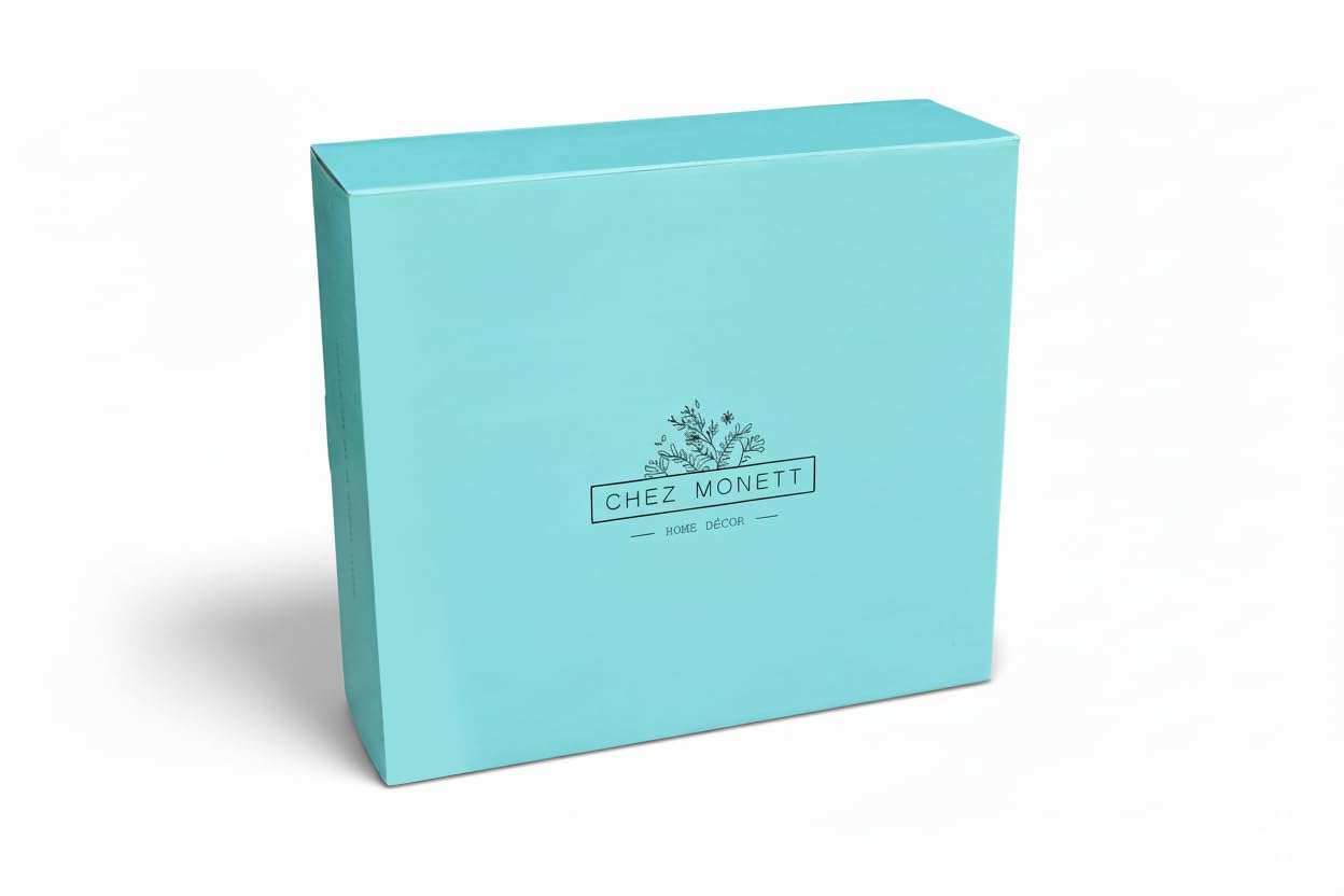 CHEZ MONETT Tea Chest 12 Compartments Tea Bag Large Storage Box with Beveled Glass Lid
