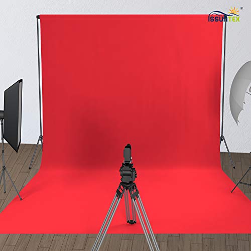 ISSUNTEX 6X9 ft Background Muslin Backdrop, Photo Studio, Collapsible High Density Screen for Video Photography and Television-Red - color: Red, size: 6X9 ft