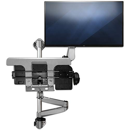StarTech.com Wall Mount Workstation - Articulating Standing Desk w/Ergonomic Height Adjustable Monitor Arm & Padded Keyboard Tray - 34" VESA Display - Foldable Wall Mounted Sit Stand, TAA - color: Silver, style: Wall Mount – Pole