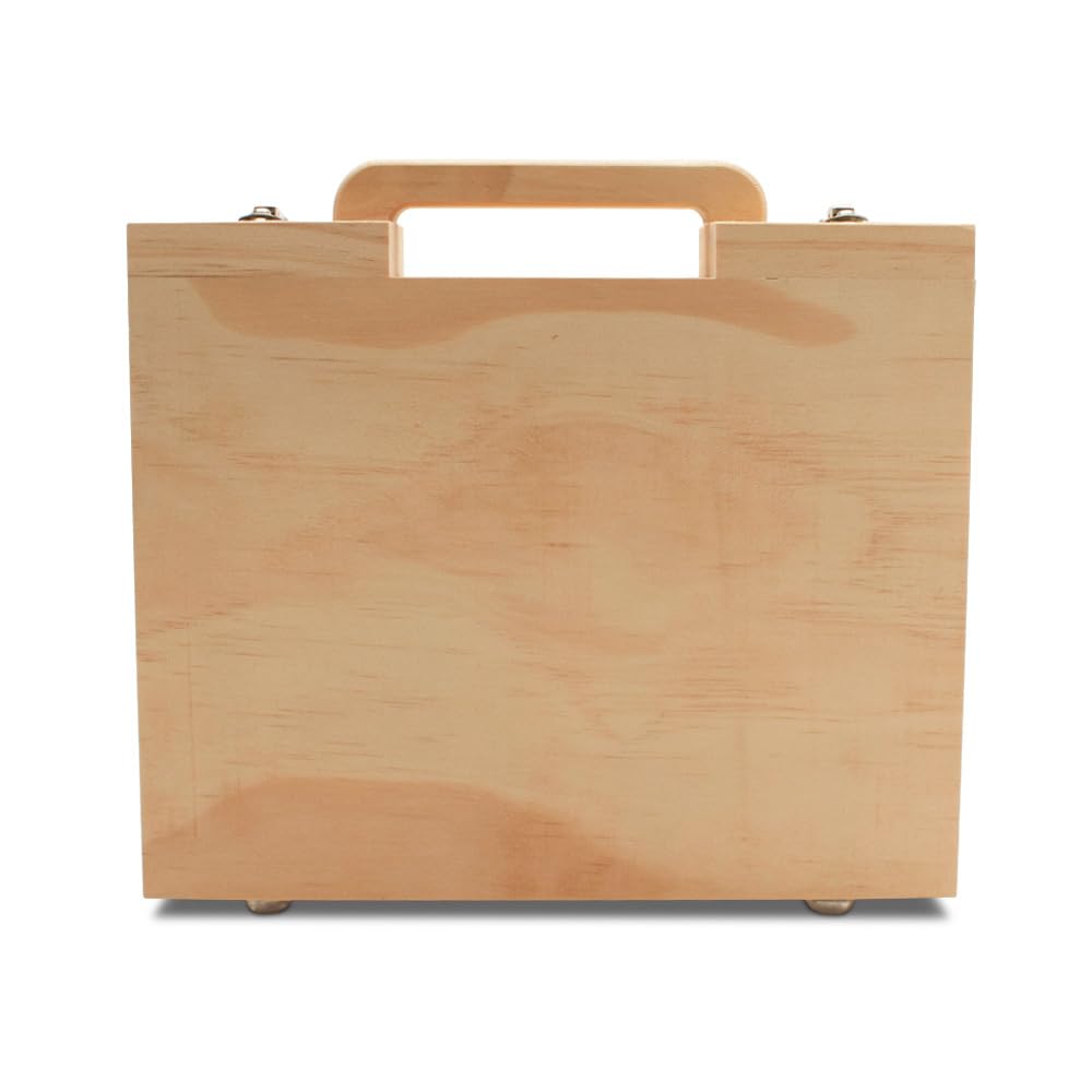 Woodpeckers Wood Suitcase 8-1/8 x 10 inch, Pack of 1 Unfinished Wooden Boxes for Crafts, Travel Friendly Memory Boxes for Keepsakes