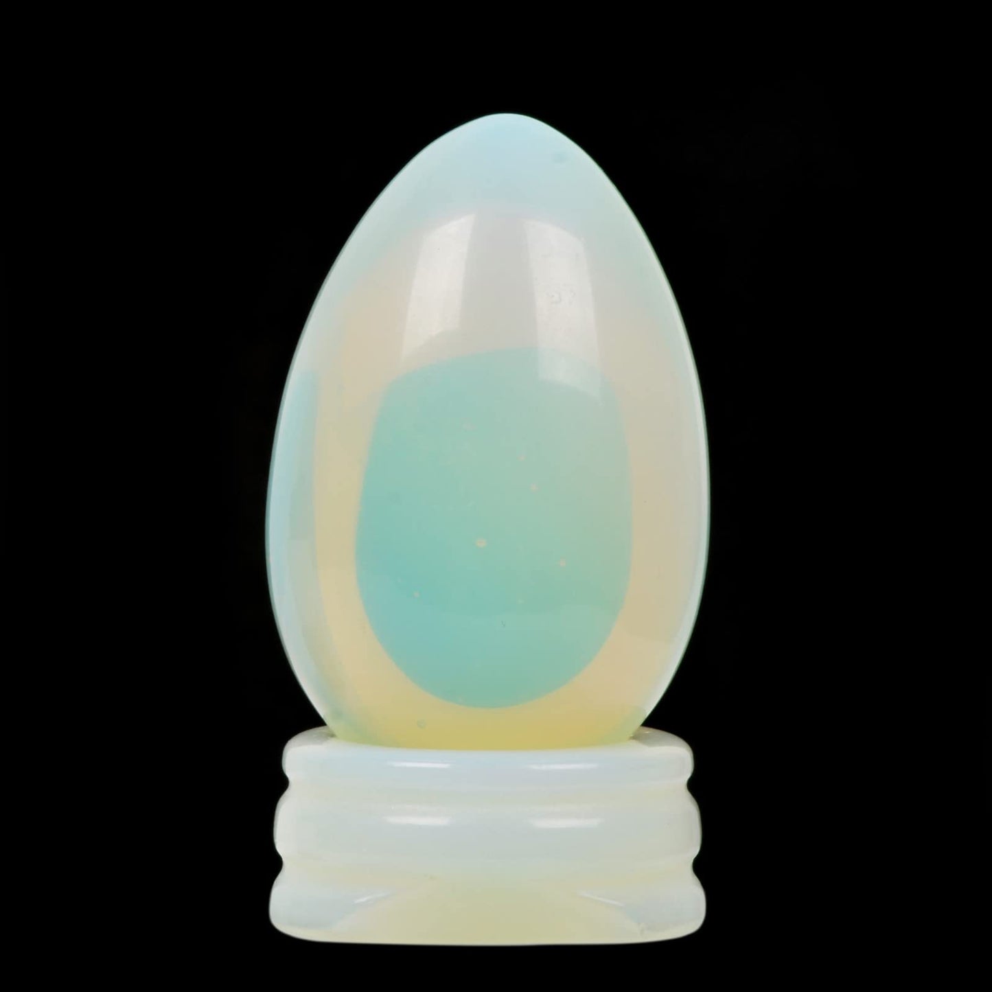 Justinstones Synthetic Opalite Gemstone Egg Crystal Healing Chakra Meditation Home Office Decor Stone with Stone Stand
