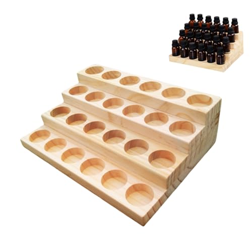 Essential Oil Display Stand 4 Tier Essential Oil Holder Solid Wood Essential Oil Rack for 24 Bottles Tabletop Display Holder Bottle Organizer for 5-20ml Bottles Display for Essential Oils - style: 4 Layers-1