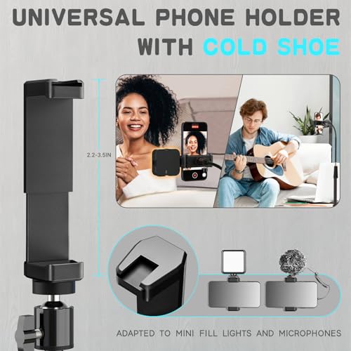 UBeesize 92’’ Cell Phone Tripod Stand with 16.5’’ Gooseneck and Remote, Overhead Tripod with Adjustable 360°Ball Head & Phone Holder for iPhone17 Pro Max/Pro/Plus/ /16/15/14/13, Android Cell Phone - color: Black, size: 92in