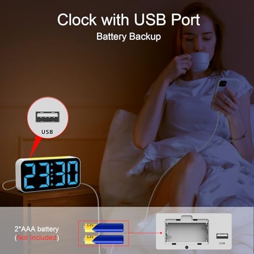 Topski Loud Alarm Clocks for Bedrooms Heavy Sleepers, Digital Clock with Night Light, Large Display, Dual Alarm, Snooze, Dimmable Bedside Alarm Clock for Kids Teens Boys Girls