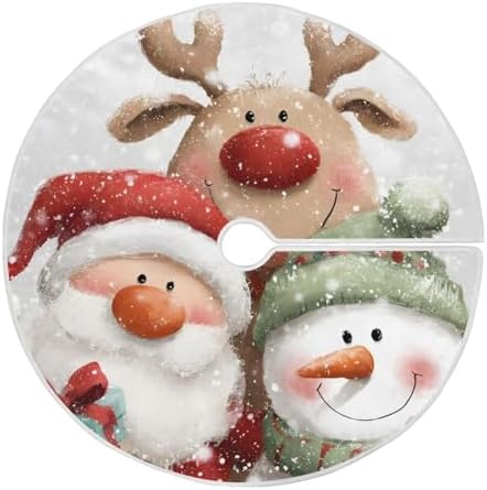 Christmas Tree Skirt 36 inch Xmas Tree Skirts Cute Santa Claus Reindeer Winter Holiday Party Tree Mat Decor for Merry Christmas Indoor Outdoor Decoration