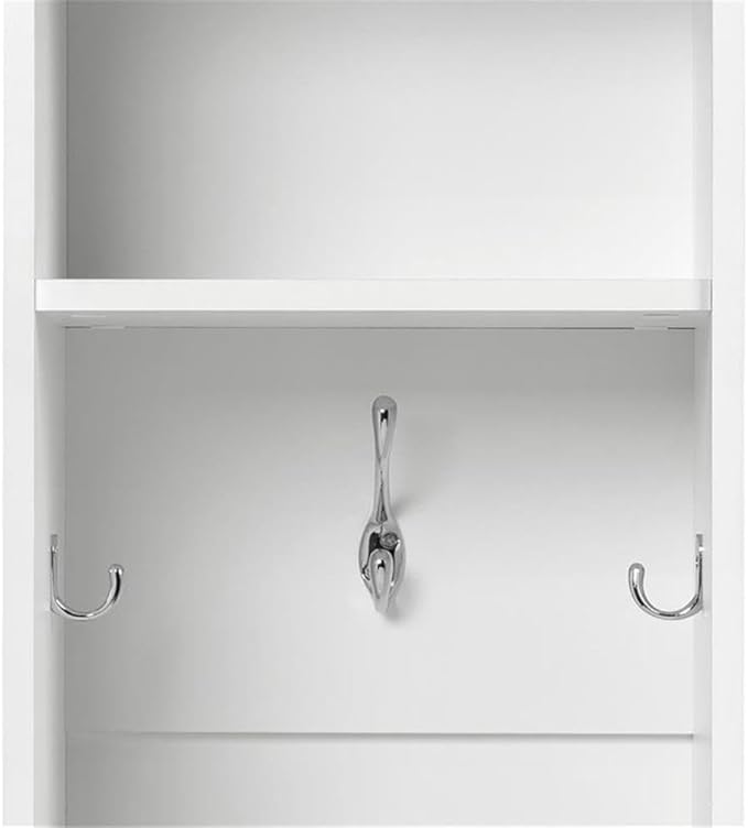 Prepac Narrow Coat Rack Freestanding Hall Tree with 3 Hooks, Entryway Furniture for Coat & Shoe Storage, Entryway Organization with Adjustable Shelf, 14.75"W x 72.5"H x 15.5"D, Set of 4, White