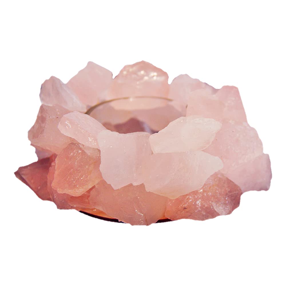 Crystal Rough Stone Votive Candle Holder Tealight Quartz Crystal Healing Gemstone Tealight Holder Home Decor Reiki Stone (Rose Quartz)