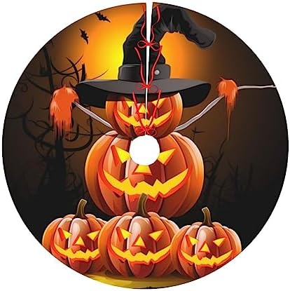 Halloween Pumpkins Moon Christmas Tree Skirts 48", Xmas Tree Cloth Mats Trees Skirts for Decor Gift, Home Decoration