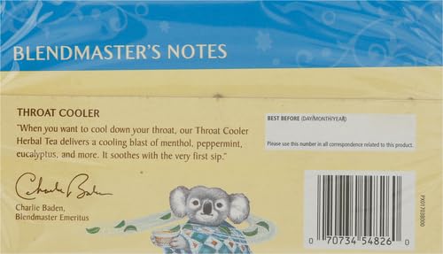Celestial Seasonings Throat Cooler Herbal Tea, Caffeine Free, 16 Tea Bags Box (Pack of 2)