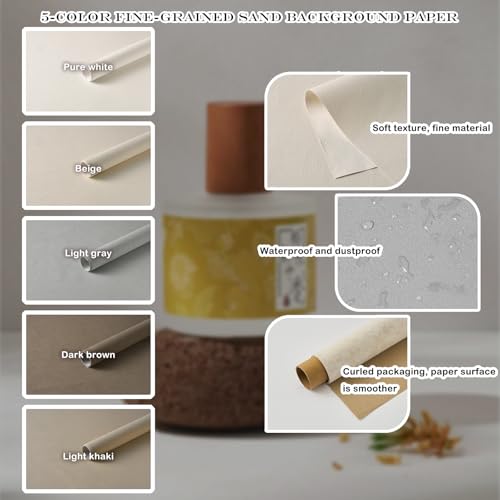 5PCS Non-Wrinkle Product Photography Backdrops, 3D Matte Texture Photo Backdrop Cloth, Flat Lay Seamless 28x21in Tabletop Backdrops for Food Jelwery Cosmetics Makeup Handbag - color: Morandi color