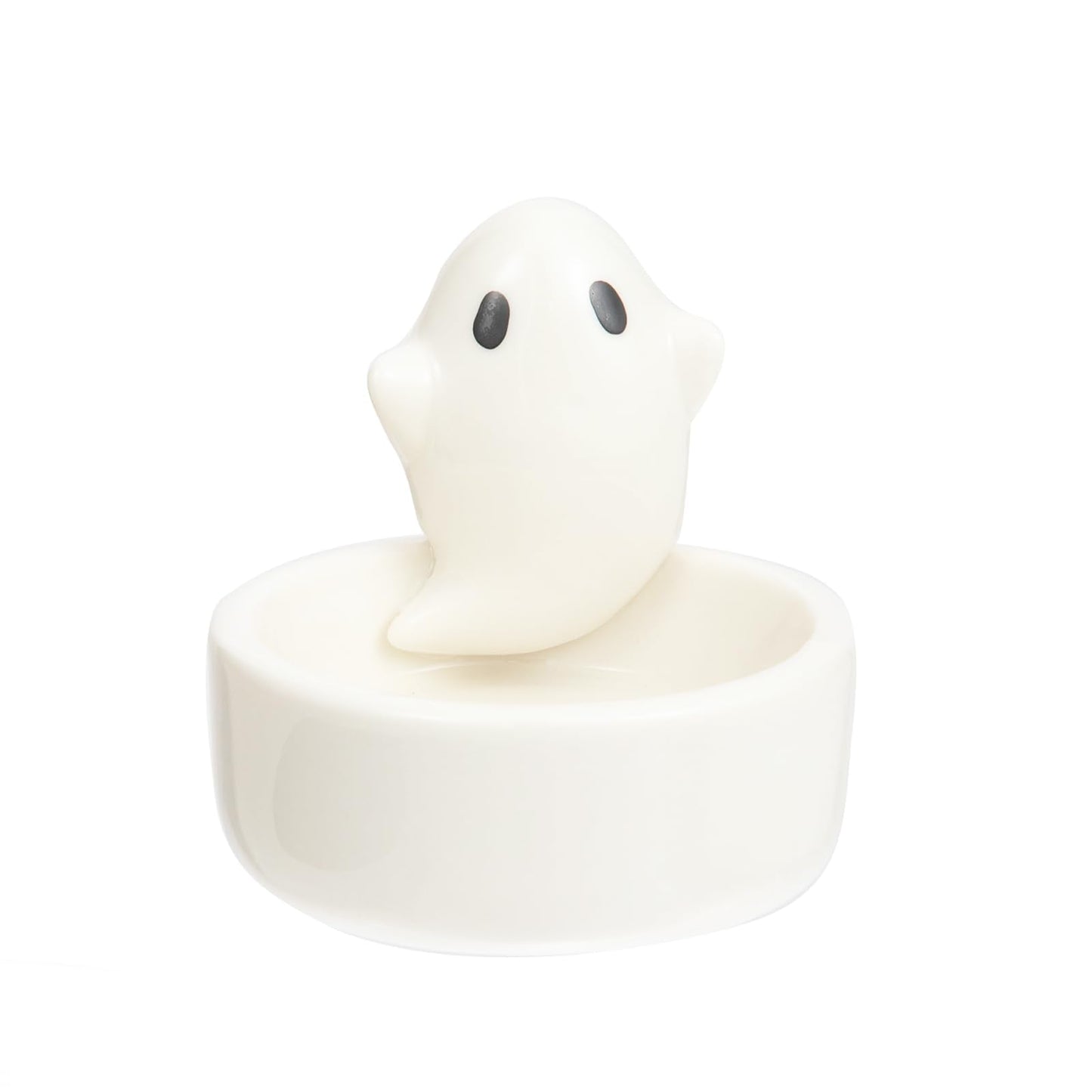 Lucklybestseller Cute Cartoon Small Ghost Candle Holder,White Handmade Ceramic Candlestick,Tea Light Holders,Halloween Decorative Candlestick,Gift for Lovers Mothers Friends(Ghost)