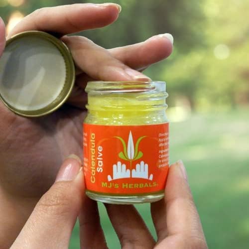 MJ’s Herbals Calendula Salve - Skin Soothing Balm, Eczema Cream, Diaper Rash, Scars, Bug Bites, Made w/Calendula Blossoms & Propolis Beeswax (1 oz)
