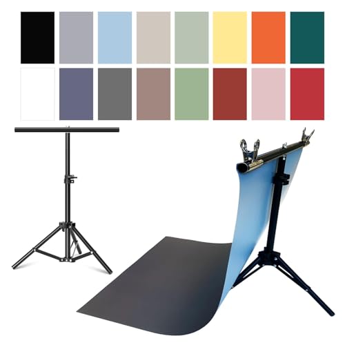 8PCS 18Patterns Product Photography Backdrops with Stand: Flat Lay Seamless 34x23in Paper Props - Tabletop Photo Backdrop Shoot for Jewelry Cosmetics Food - color: black white green