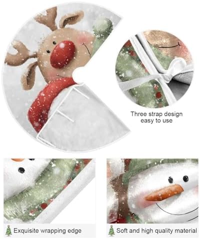 Christmas Tree Skirt 36 inch Xmas Tree Skirts Cute Santa Claus Reindeer Winter Holiday Party Tree Mat Decor for Merry Christmas Indoor Outdoor Decoration