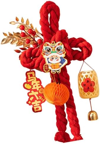 Handcrafted Cotton Thread Chinese Knot Ornament New Year Pendant for Holiday Parties and Gifting Easy Install Cotton Knot Wall Pendant with Hook for Holiday Parties Social