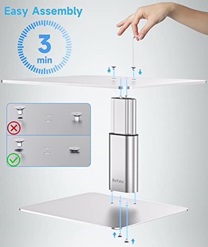 BoYata Monitor Riser Stand, Adjustable Height Metal Desktop Stand Storage Organizer Compatible with TV, PC, Laptop, Computer, iMac, and All Screen Display-Silver - color: Silver
