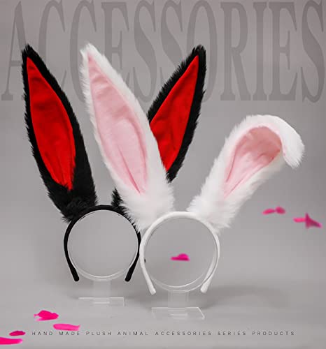 Faylay Cosplay Women Plush Furry Bunny Ears Headwear Accessory Rabbit Headband - color: Hbc-2-white
