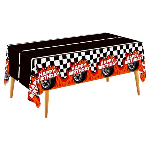 Gatherfun Car Birthday Decorations Kit: Car Theme Party Supplies, Includes 2-Pack Racing Car -Themed Tablecloths for Kids & Boys' Racing Car Birthday, Disposable Table Covers 54 x 108 Inch - style: Car