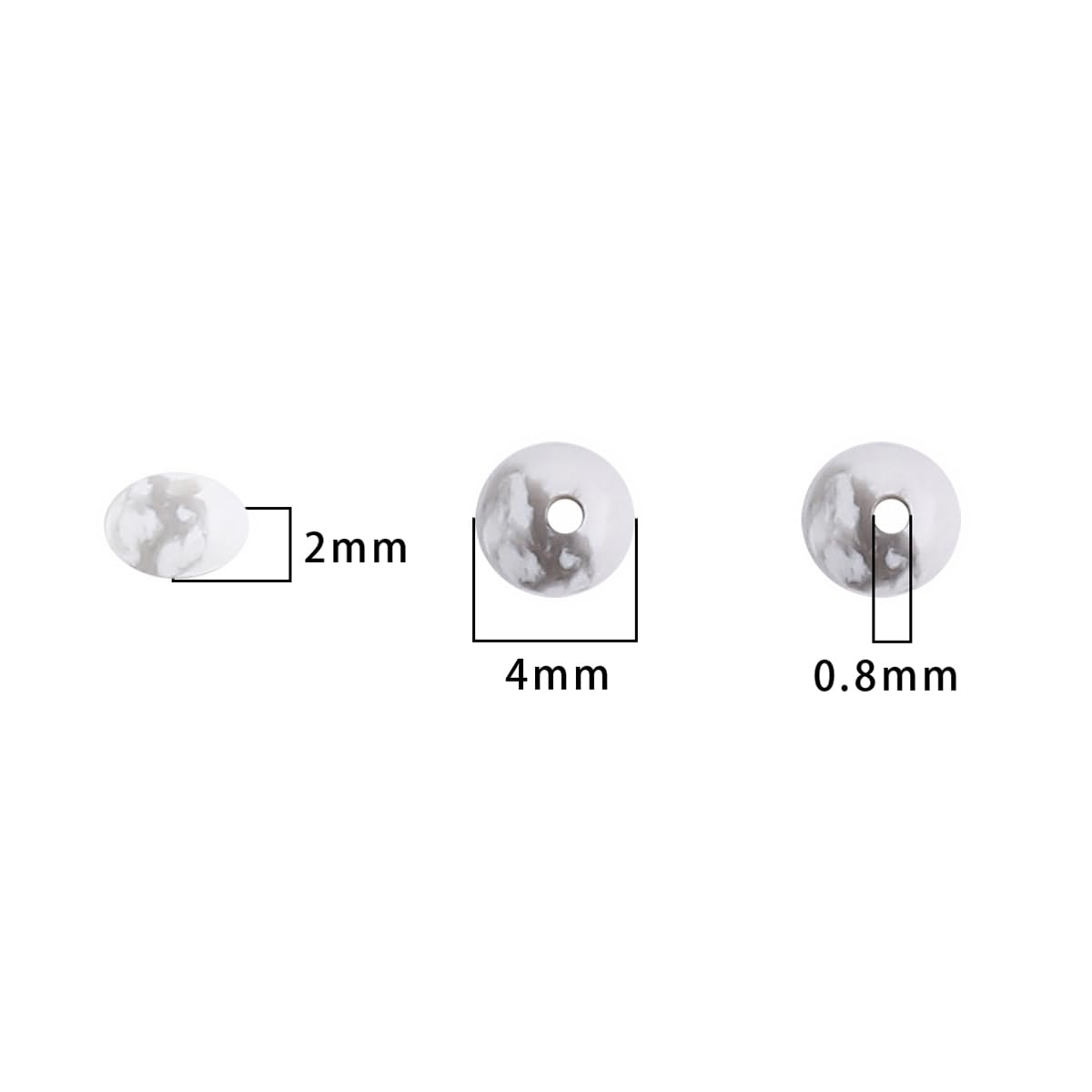 BEADIA Natural White Howlite Spacer Beads Caps Rondelle Disk Loose Beads for Beading Jewelry Making 4mmx2mm 38cm