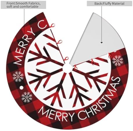 Buffalo Check Plaid Red and Black Plaid Christmas Snowflake 36 Inch Christmas Tree Skirt Carpet Mat Funny Party Decor Supplies for Xmas Halloween Ornament Decorations Occasion