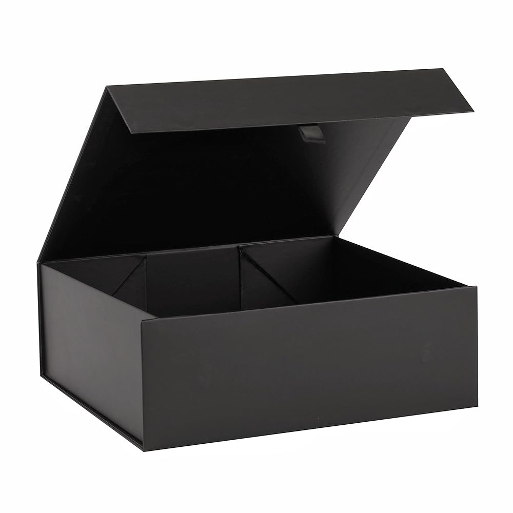 PLINJOY Black Gift Box Large 13.5x11.8x4.7 Inches, Black Gift Boxes for Presents with Magnetic Closure Lid, Luxury Gift Box Rectangle Collapsible Boxes for Gift Packaging