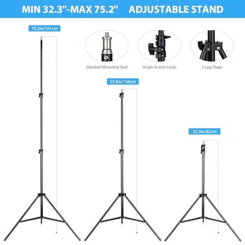 HPUSN Softbox Lighting Kit 2x76x76cm Professional Continuous Studio Photography Photo Studio Equipment with 2pcs E27 Socket 85W 6500K LED Bulbs for Portrait and Product Shooting - size: SB02PRO