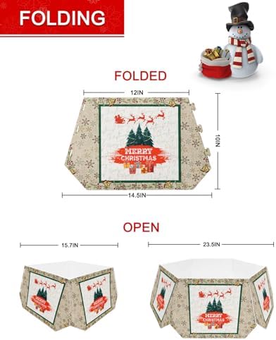 Christmas Tree Collar Tree Box Stand Cover, Artificial/Pencil/Silm/Skinny Tree Ring 6 Packs Collapsible Tree Skirt for Christmas Xmas Tree Decorations, Xmas Tree Vintage Winter Berry Gift 14.5"x10"