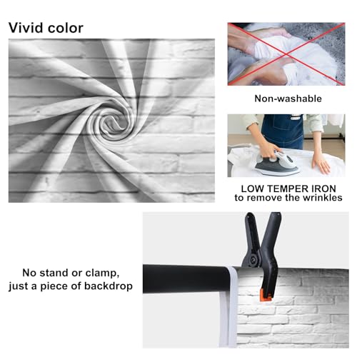 Vinyl 20x10ft Backdrop Photography Background White Brick Wall Computer-Print Seamless Photo Background Children Baby Adults Portraits Photo Studio Props - size: 20x10ft