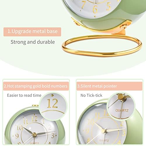 Tetino Analog Alarm Clocks,Retro Backlight Cute Simple Design Small Desk Clock with Night Light,Silent Non-Ticking,Battery Powered,for Kids,Bedroom,Travel,Kitchen,Bedside Desktop. (Orange)
