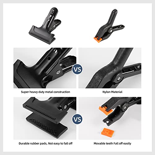 Backdrop Clips 8 Pack Heavy Duty Spring Clamps Muslin Photography Background Clips with Protective Rubber Large Backdrop Clamps for Backdrop Stand, Photo Studio