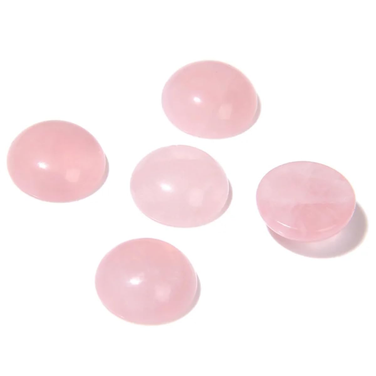 20pcs 16mm Natural Stone No Hole Rose Quartz Semicircle Smooth Cabochons Beads Healing Chakra Crystal Stone Bead for Jewelry Making Rings Earrings Necklace Bracelet DIY Crafts