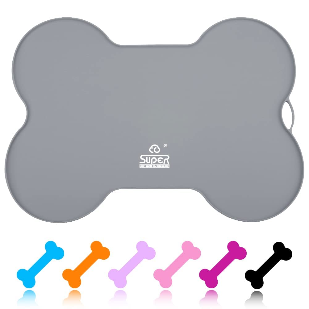Super Design Dog Food Mat Dog Bowl Mat for Food and Water Silicone Non Spill Cat Feeding Mat Puppy Placemat Waterproof - 20.5" x 14.5", Orange