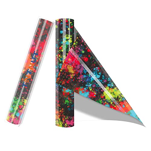 Tintnut Splash Heat Transfer Vinyl Roll - 12" x 5ft Mutilcolor Watercolor Ink Patterned HTV Splatter Iron On Vinyl DIY T-Shirts Hats Clothes Canvas Bags - color: Black
