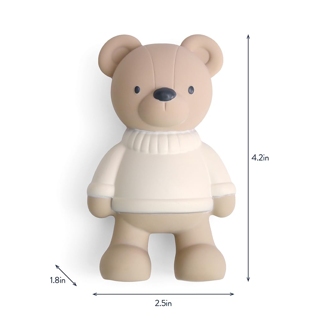 Itzy Ritzy Natural Rubber Teether – BPA-Free Soft & Durable Infant Teething Toy, Easy for Little Hands to Grab & Squeeze, Designed for Babies & Toddlers (Bear)