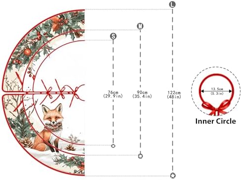 Foxes Christmas Tree Skirt by Leo Walker Large Merry Christmas Tree Rug Skirts Rustic Farmhouse Xmas Mat for Holiday Festival Party Decor