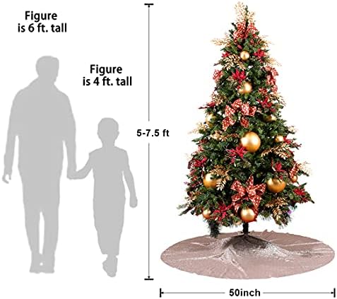 Poise3EHome Rose Gold Christmas Tree Skirt, 50 Inch Sequin Tree Skirt
