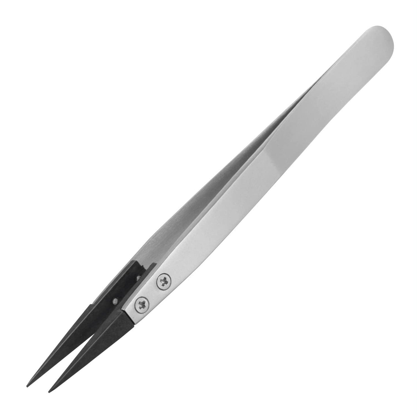 ENGINEER PTZ-41 PPS ESD-Safe Plastic Tipped Tweezers, Straight, Interchangeable Fine Pointed Tips, Stainless Steel Body