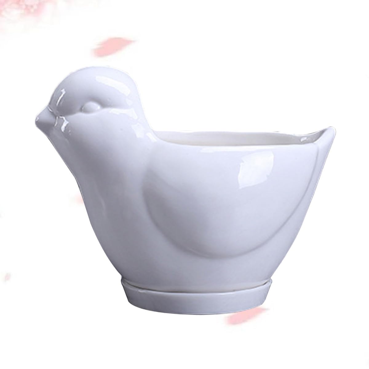 FOMIYES Ceramic Succulent Plant Container Bird Shape Small White Flower Pot Saucer Indoor Desktop Planter for Home Gardening