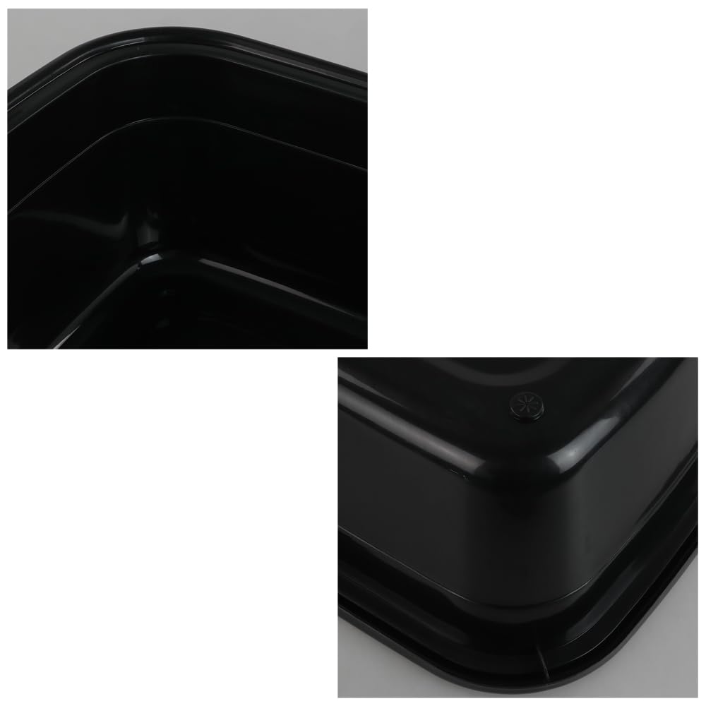 Idotry Rectangle Plastic Black Washing Basin/Tub, Pack of 2 (18 Quart)