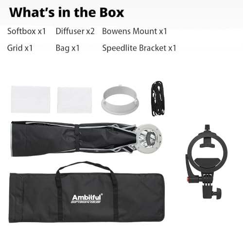 AMBITFUL 24" x 35" Strip Softbox Quick Release with Bowens Mount & Speedlite Bracket for COB Lights, Flash for CB60/CB100, LE200, SL60/SL100, MS300/SK400, V1/V1Pro/V100, AD200 (24" x 35") - color: 24" x 35"
