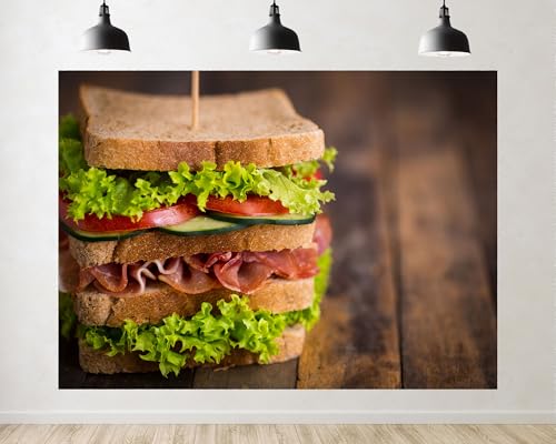 Trykid 6x6ft Fresh Vegetable Sandwich Backdrop Healthy Food Photography Background Kitchen Themed Party Decoration Tapestry Photo Booth Prop Fabric - size: 6x6ft