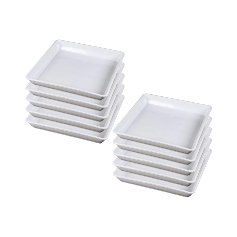 LannuMet 10pcs Plastic 6" Square Plant Saucer Drip Tray Indoors Outdoors Flower Pot Tray