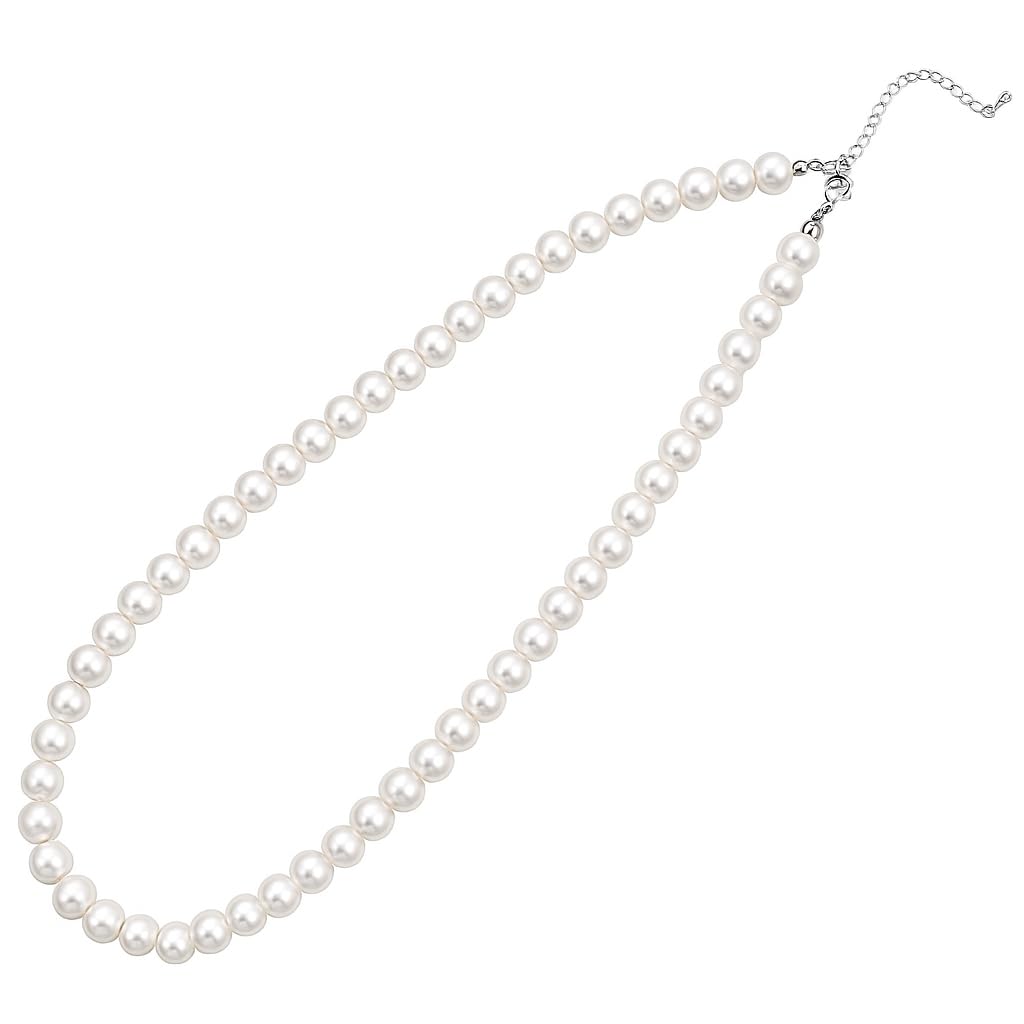 Classic 8mm Round Imitation Pearl Choker Necklace, White, Wedding Fashion Statement Jewelry