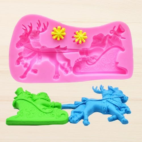 Christmas Silicone Baking DIY Multiple Deco Cake Fond Chocolate Selected Wood These Pend Are Designed for Durability Ensu That They Can Baking Silicone (Santa Claus Sleigh Elk)