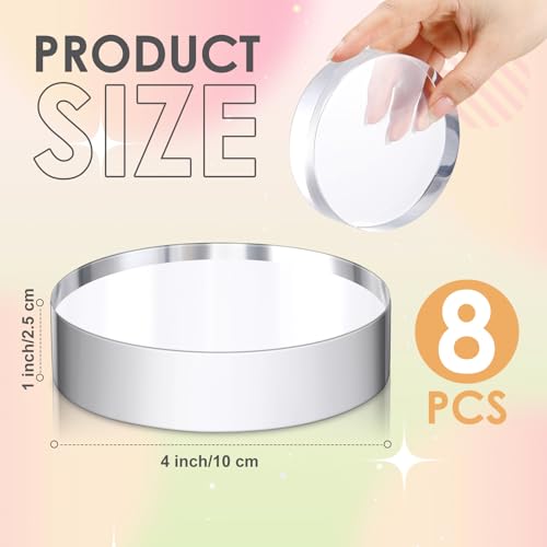 Remerry 8 Pcs Acrylic Round Blocks for Display Clear Polished Blocks for Display Clear Acrylic Edge Polished Base Display Riser for Table Showing Cosmetics Collectibles Figures(4 x 4 x 1 Inches) - size: 4 X 4 X 1 Inches