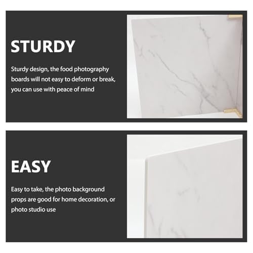 Alipis 2pcs 40x40cm Mini PVC Photography Backdrop Boards with White Marble Pattern for Product Photography and Food Flat Lay Photoshoot