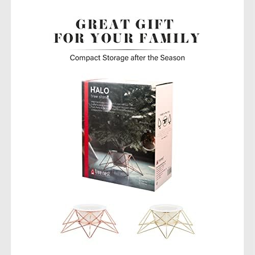 Tree Nest Christmas Tree Stand Base Tree Holder Modern Luxurious Design for 6ft Real Tree Metal Stable for Xmas Tree Decoration Halo M Gold